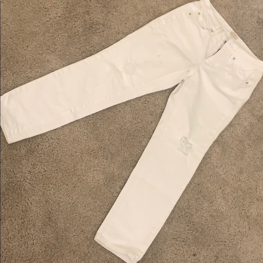 J. Crew distressed white straight leg jean 25